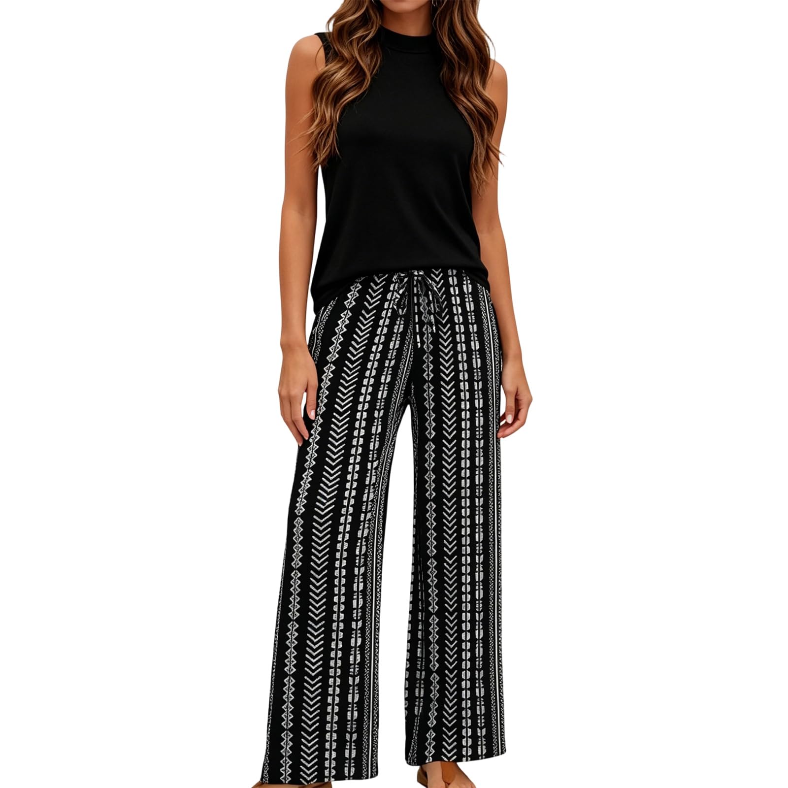 Conjunto de dos piezas cómodo y fresco para vacaciones con pantalón largo holgado 8