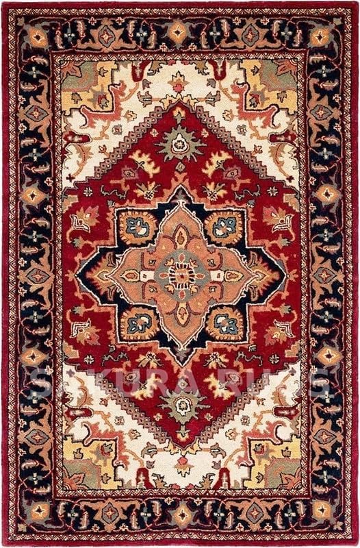 Oushak Area Rug – Vintage Turkish Style, Soft & Traditional Carpet for Living Room, Bedroom, or Elegant Home Décor(Maroon, 5' x 8')