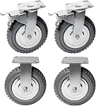 tonchean 8 Inch Scaffolding Caster Wheels Set of 4, Heavy Duty Industrial Caster Wheels with Dual Locking Swivel Caster 360 Degrees No Noise for Cart Furniture Workbench (2 Swivel, 2 Fixed)