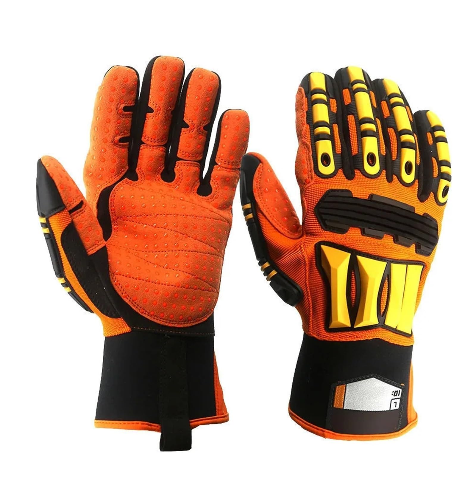 Guantes de trabajo Guantes De Soldadura Guantes mecánicos antipuñaladas, anticolisión, resistentes a cortes, guantes de absorción impacto for minería, for estufa leña alta resistencia(XL)