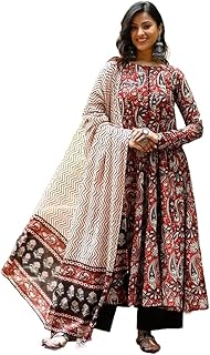 Women Printed Anarkali Kurta and Pant Set with Dupatta - 73% OFF Deal at ₹799 on Amazon | Valzo