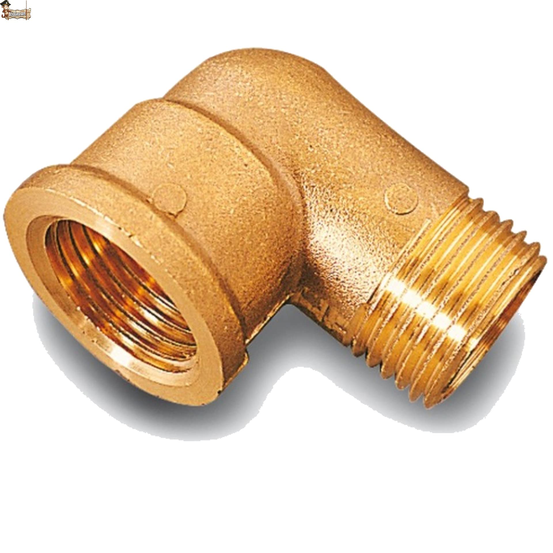 BricoLoco.com Coude en laiton double plomberie. Raccord fileté femelle - mâle BSP. Avec rouleau de papillon. Raccord de tuyau coudé à 90o. (Hembra 1-1/2" - mâle 1-1/2")
