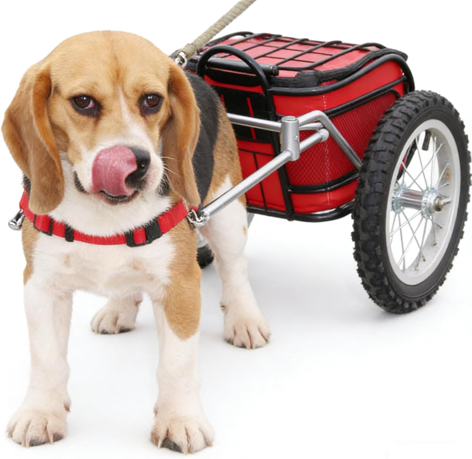 Dog Cart Pulling Harness Set with Stainless Steel Pull Rod, Adjustable No Pull Dog Harness, Heavy Duty Traction Harness for Pulling Wagon & Hauling Supplies, 4 Buckles(L)