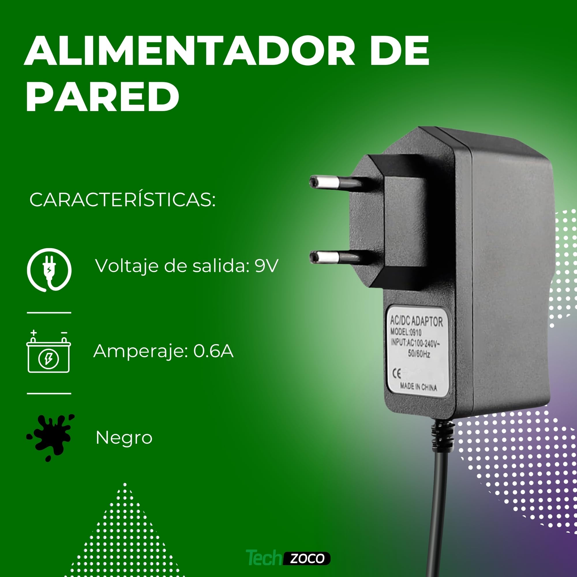 Alimentatore 9V 1A DIXIETREE Per RH41-0900700DB - Adattatore AC/DC