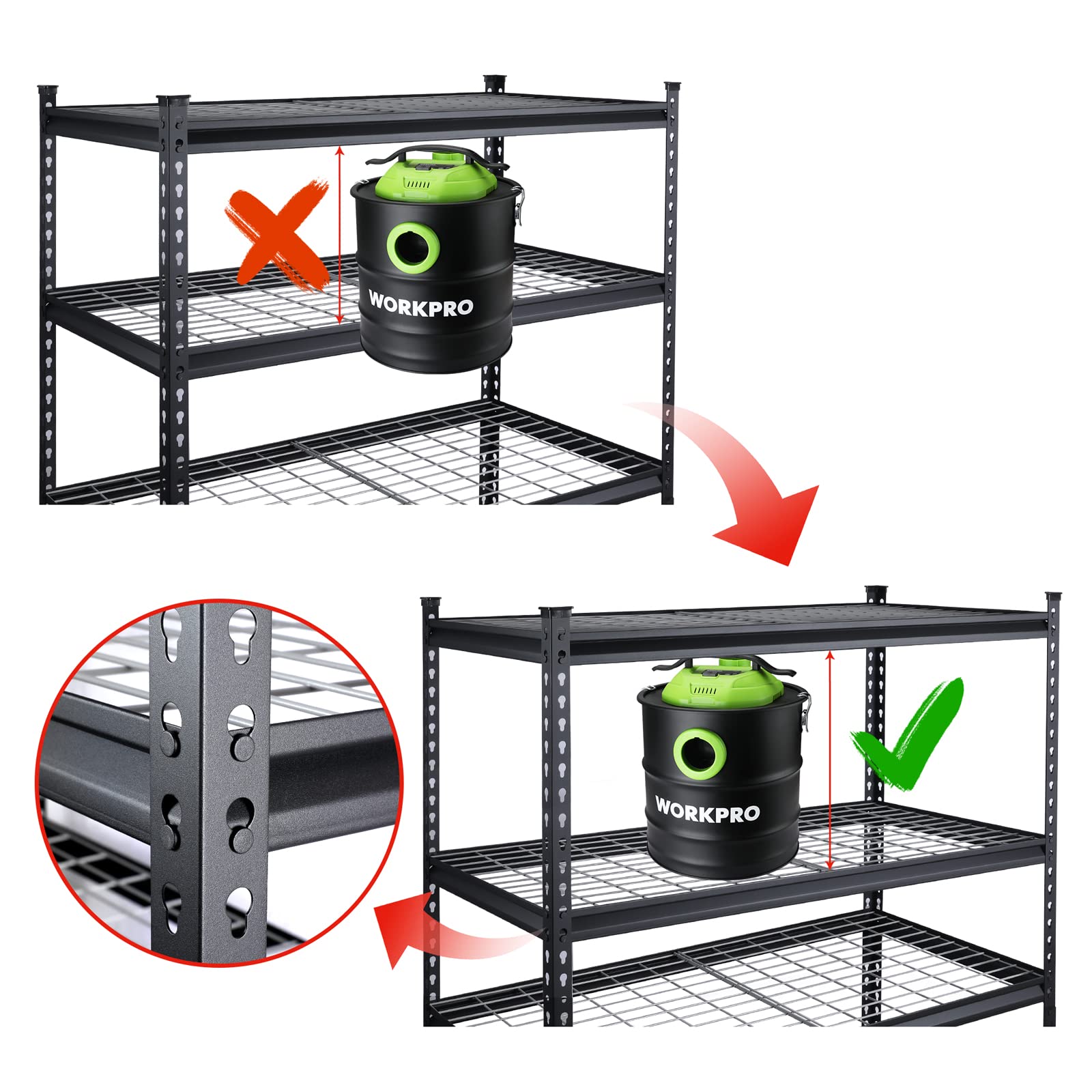 Buy WORKPRO 5Tier Metal Shelving Unit, 48”W x 24”D x 72”H, Heavy Duty