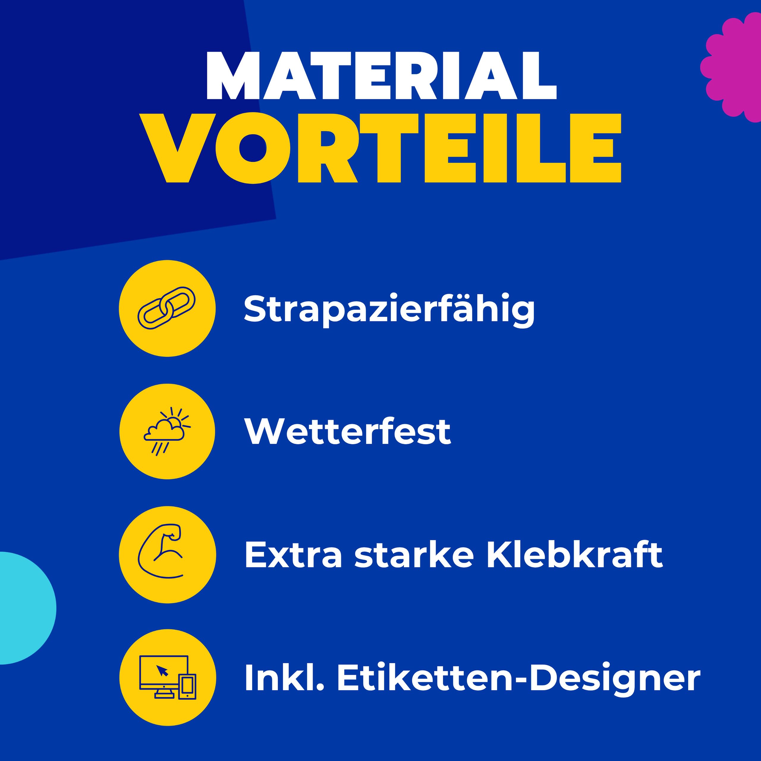 AVERY Zweckform B7173-50 Strapazierfähige Folienetiketten (500 Aufkleber, 99x57mm auf A4, extrem stark selbstklebend, für schwierige Oberflächen, bedruckbare Outdoor Klebefolie) 50 Blatt, weiß
