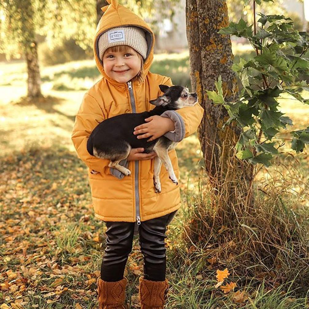 ITFABS Toddler Baby Boy Girl Fall Winter Warm Clothes Dinosaur Coat Outwear Jacket Kids Vest Coat Jacket Outfit (Yellow Long Sleeve, 1-2 T)