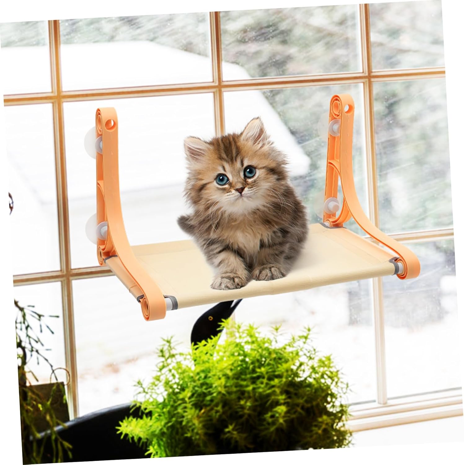 Generic Cat Window Hammock Strong Suction Cup Hanging Cat Bed Comfortable Indoor Sleeping Perch Safe No Odor Beige Supply