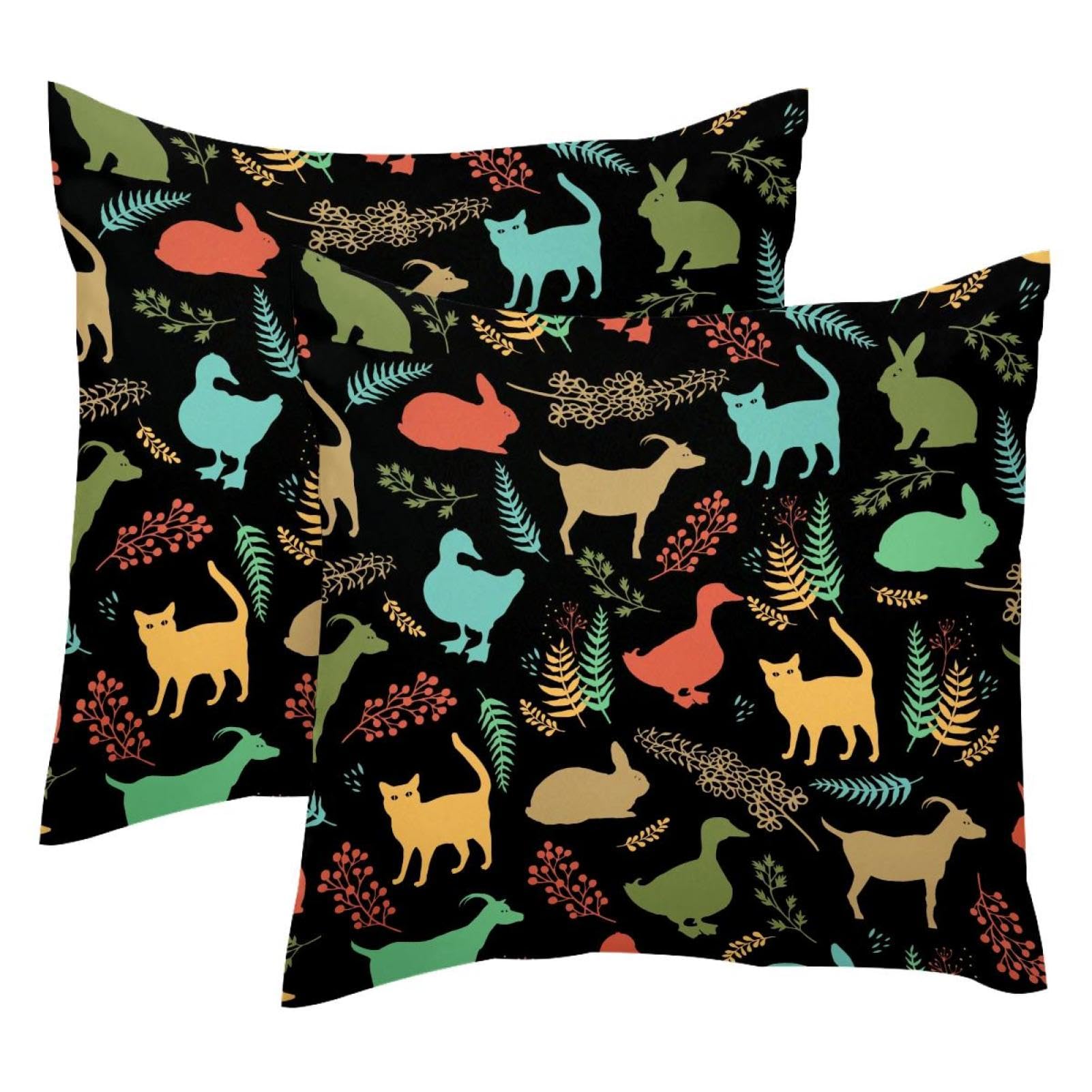 Housses de coussin en velours 50x50 chèvre lapin décoration ferme