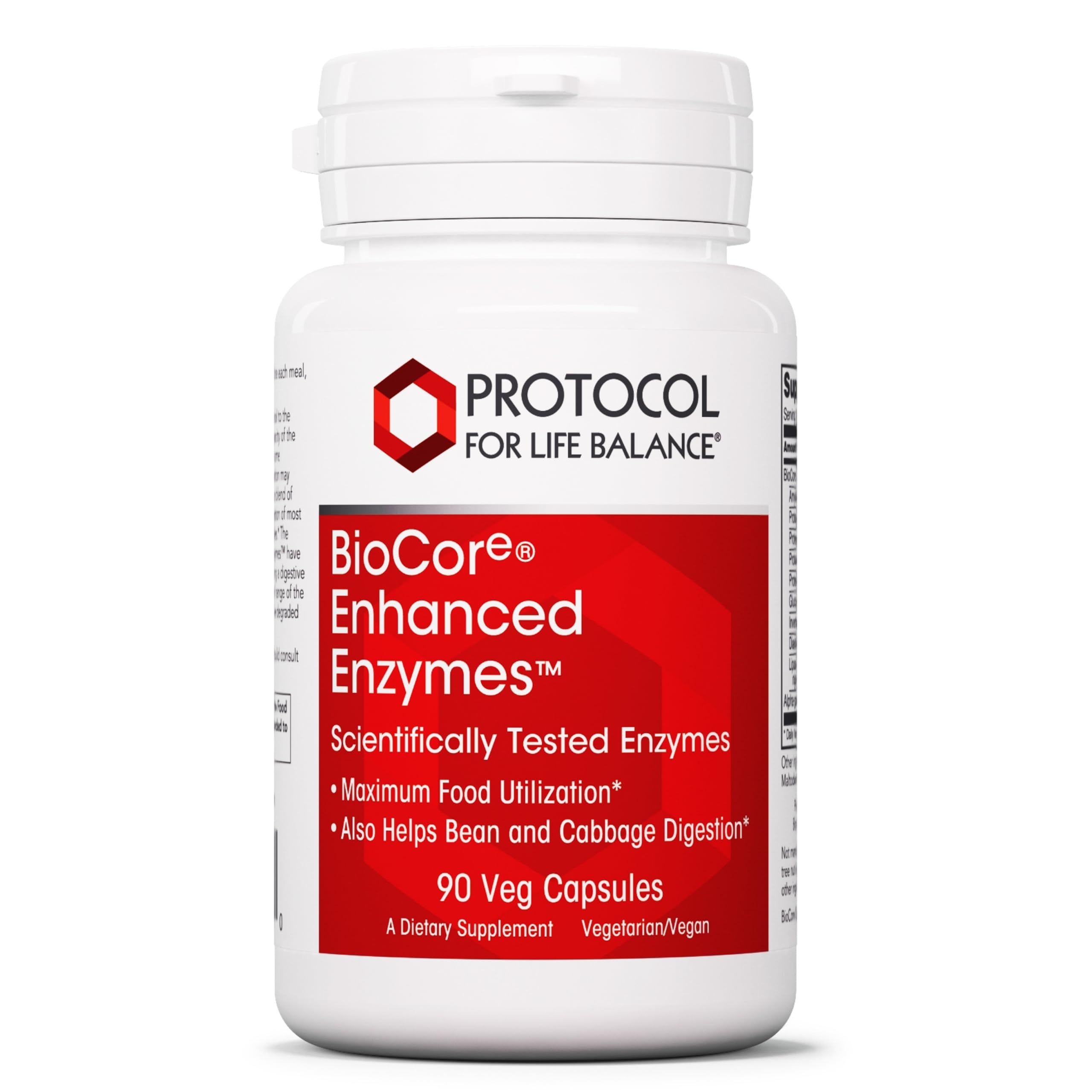 PROTOCOL FOR LIFE BALANCE BioCore Enhanced Enzymes - Digestive Enzymes - Maximum Food Utilization - 90 Veg Caps
