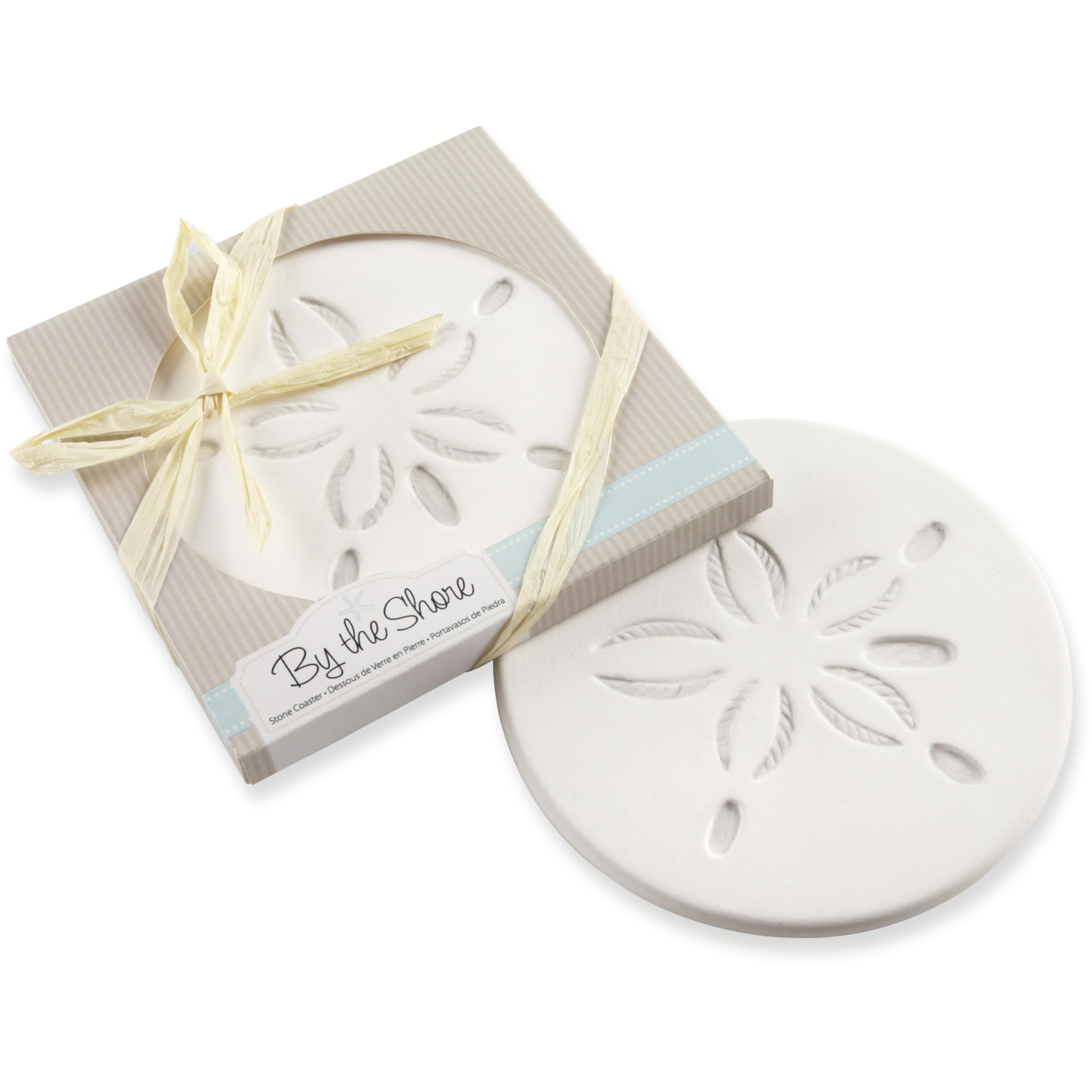 Kate Aspen Shore Sand Dollar Coasters, White