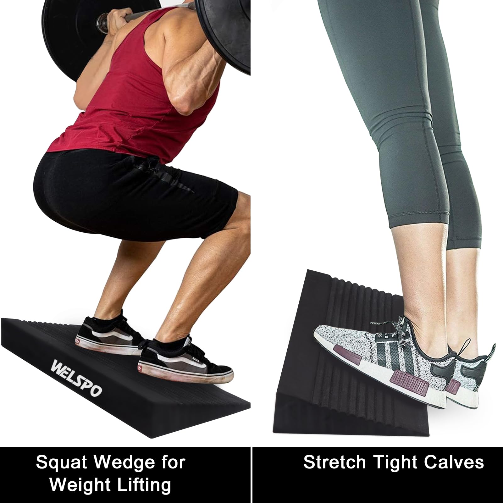 Welspo One-Piece Wadendehner, Anti-Tip Design Slant Board für Kniebeugen für Wadenstrecker, Beinstrecker, Plantarstretching, Gewichtheben,Recovery-Training und Stretching