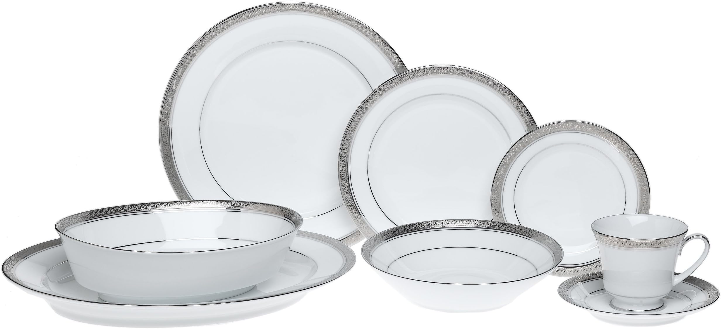 Noritake Crestwood Platinum 50 Piece Set, Service for 8