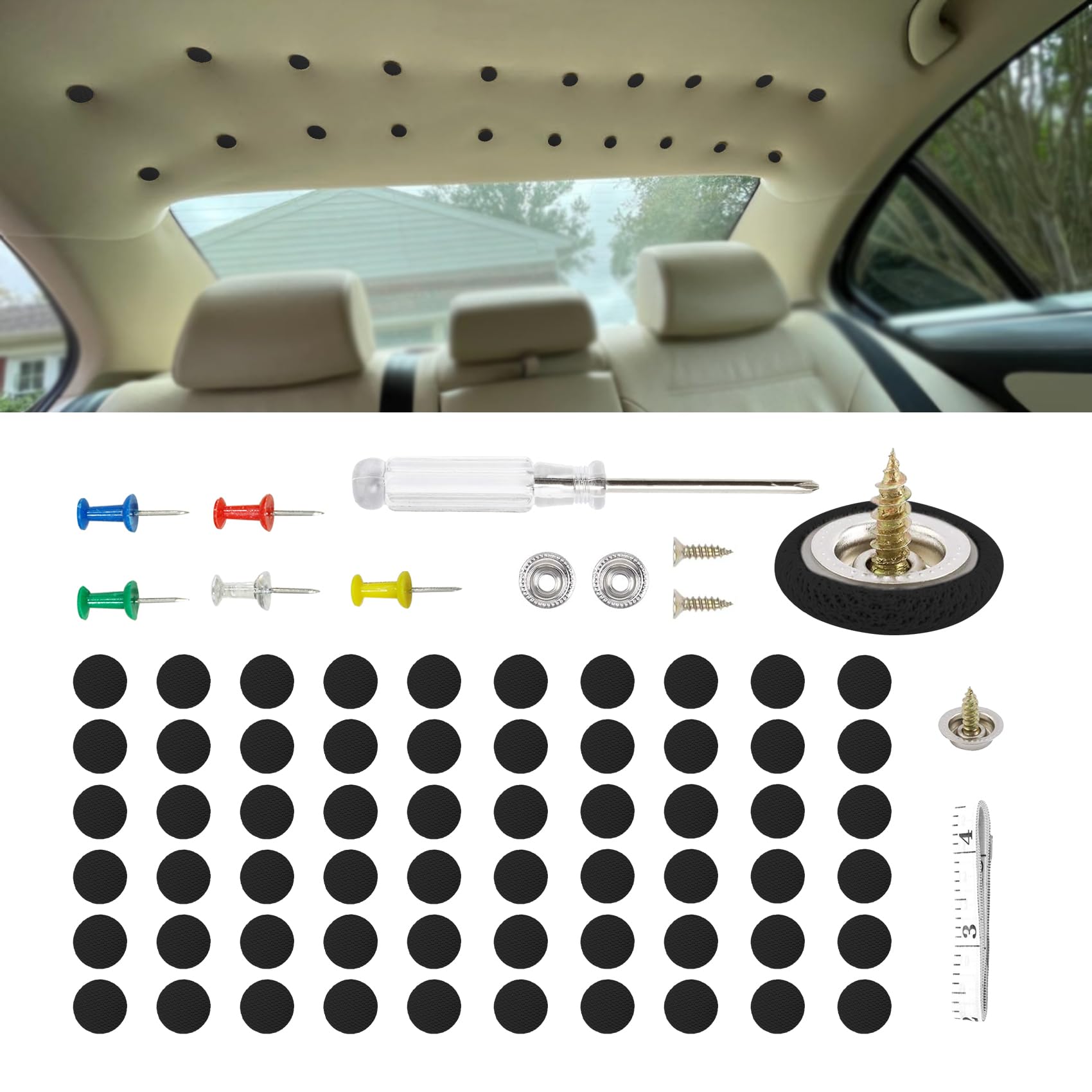 60PCS Car Roof Headliner Repair Kit Headliner Pins Auto Roof Snap Rivets Retainer with Installation Tool Car Interior
