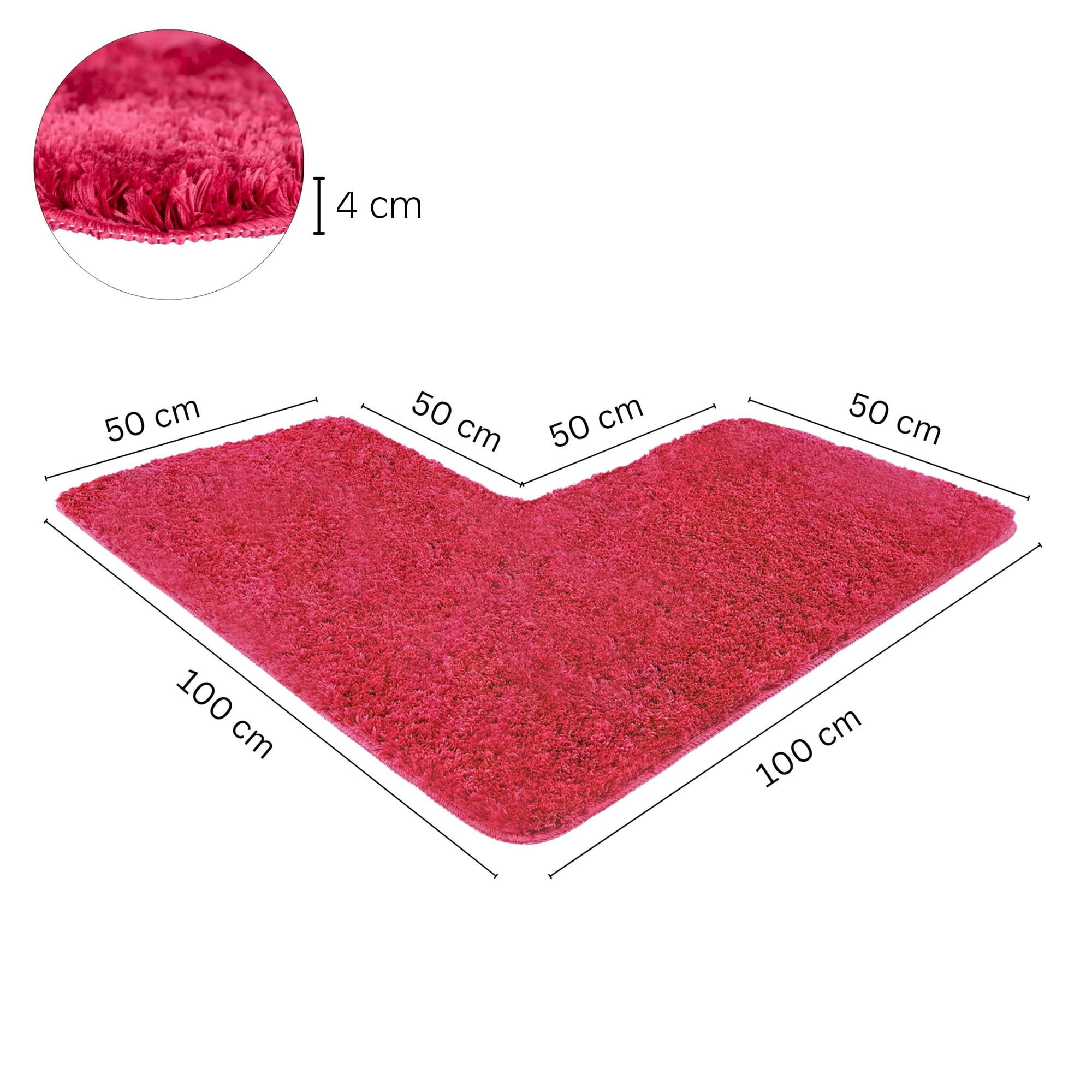 WohnDirect Tappeto Angolare 100x100cm Bordeaux (Rosso)