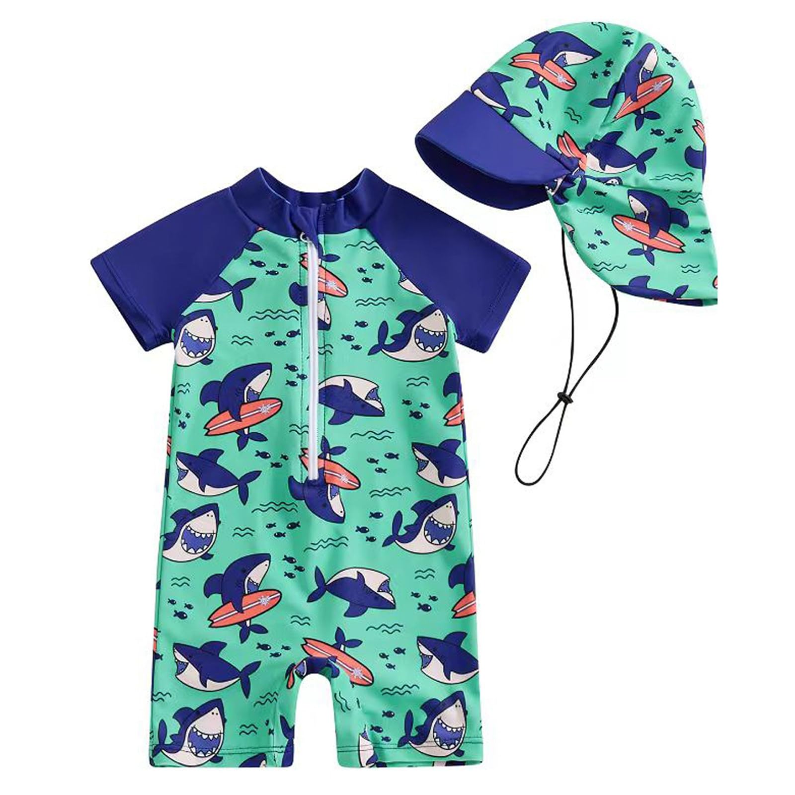 Generisch Pantalones cortos de playa para niños de manga larga y bañador con protección UV 50+