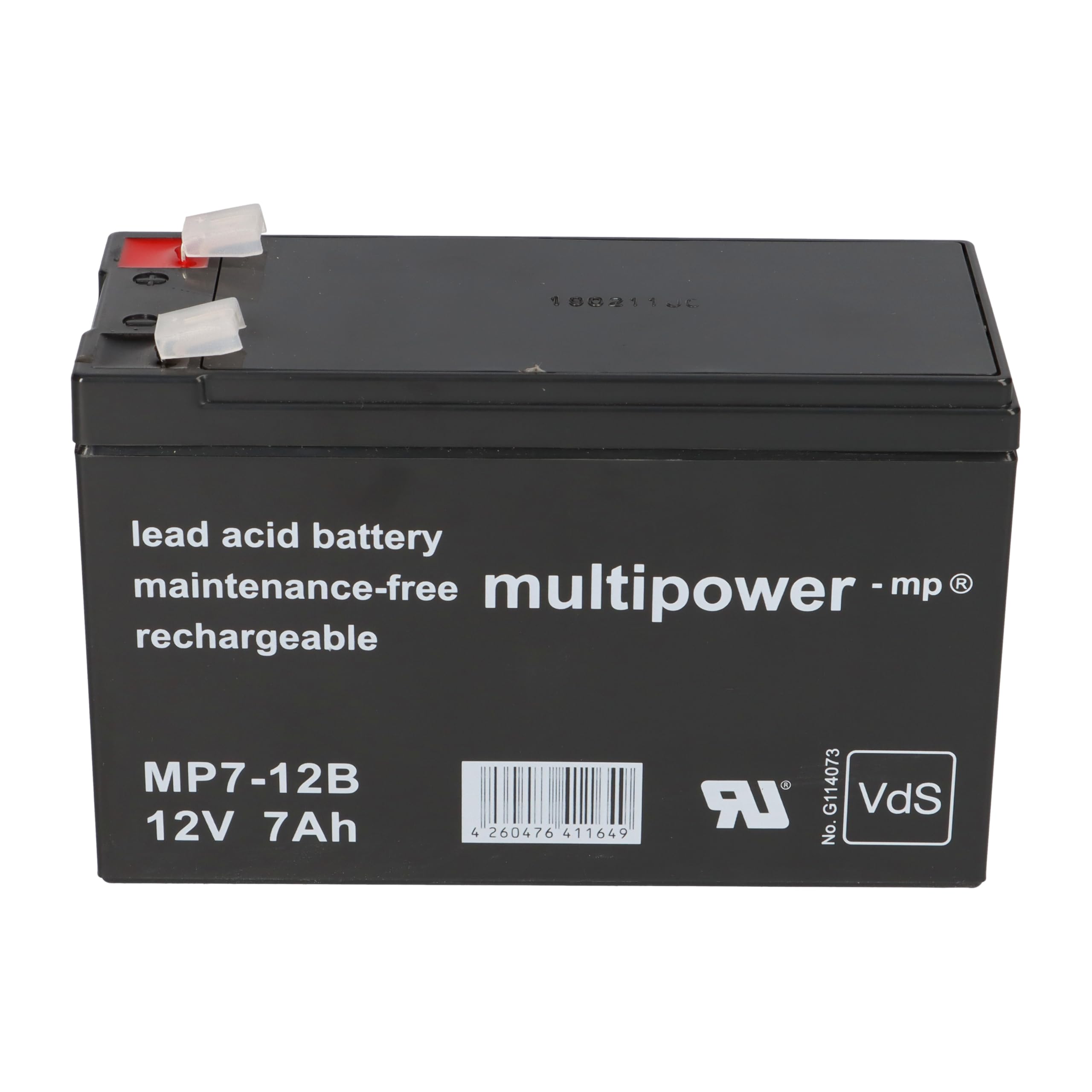 AGM Bleiakku 12V 7Ah VDs MP7-12B, Faston 6,3 mm, wartungsfrei – für USV, Alarmanlage, Notbeleuchtung – kompatibel mit 12V Ladegerät 1A IU DL12-1.0