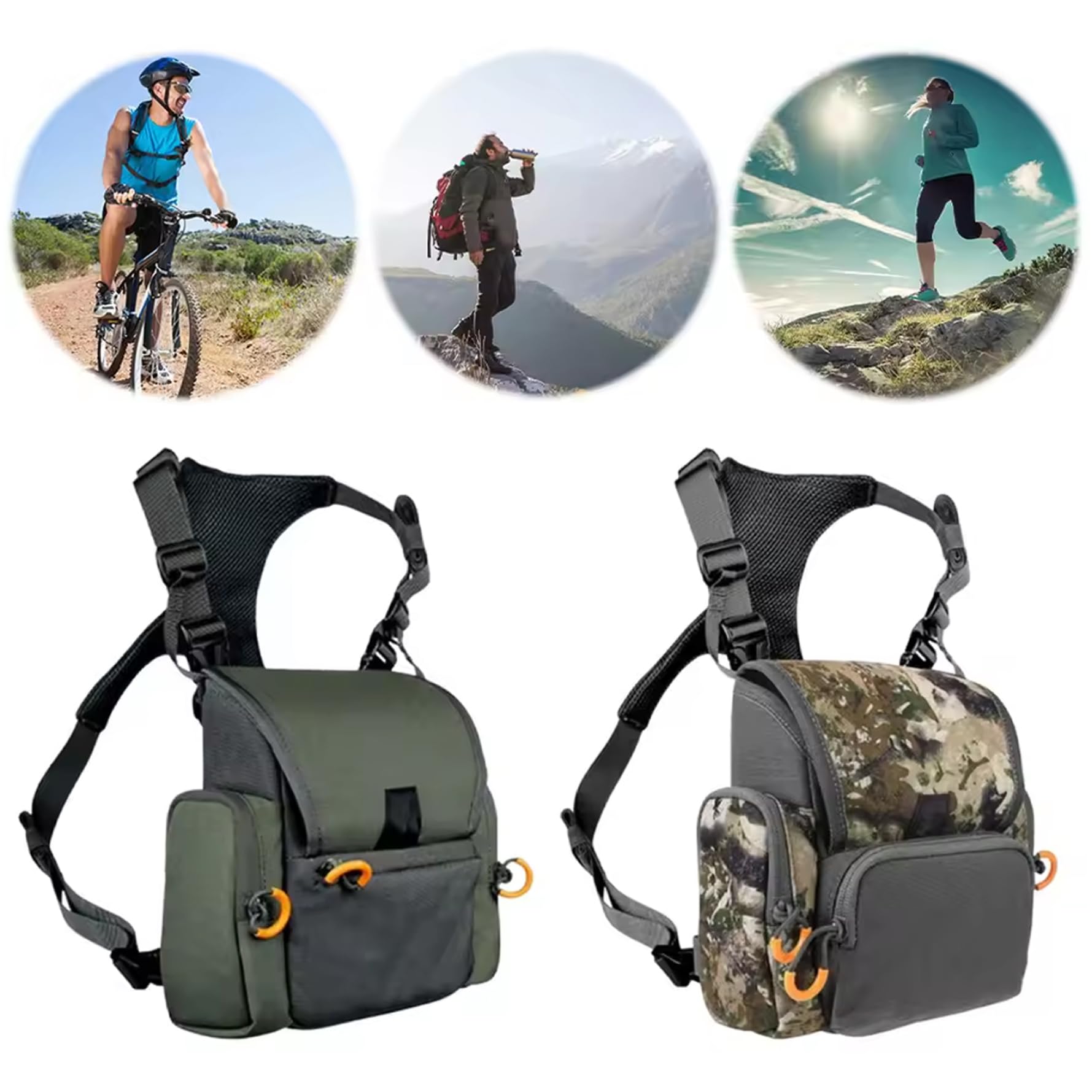 Fernglasgeschirr, atmungsaktiv, verstellbar, Jagd-Brusttasche mit Mehreren Taschen, wasserdicht, Jagdtasche für Männer und Frauen, Tarnung