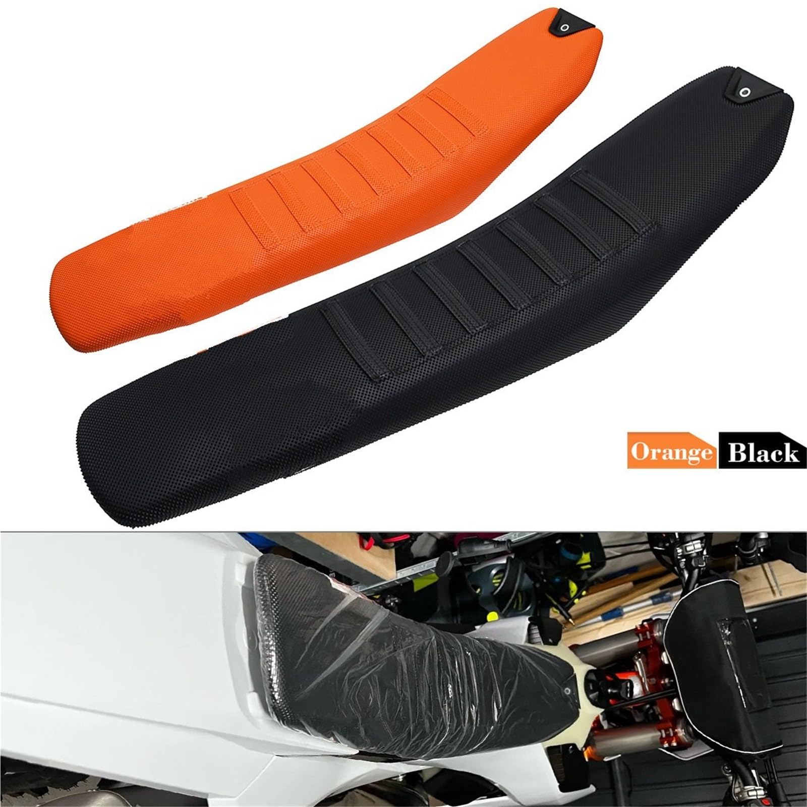 Fotel motocyklowy Poduszka siedzenia motocykla 30mm niższa niż wysokość siodełko do pitbike'a pasuje do EXC EXCF SX SXF XC XCF XCW 2023-2025 motor terenowy(Orange)