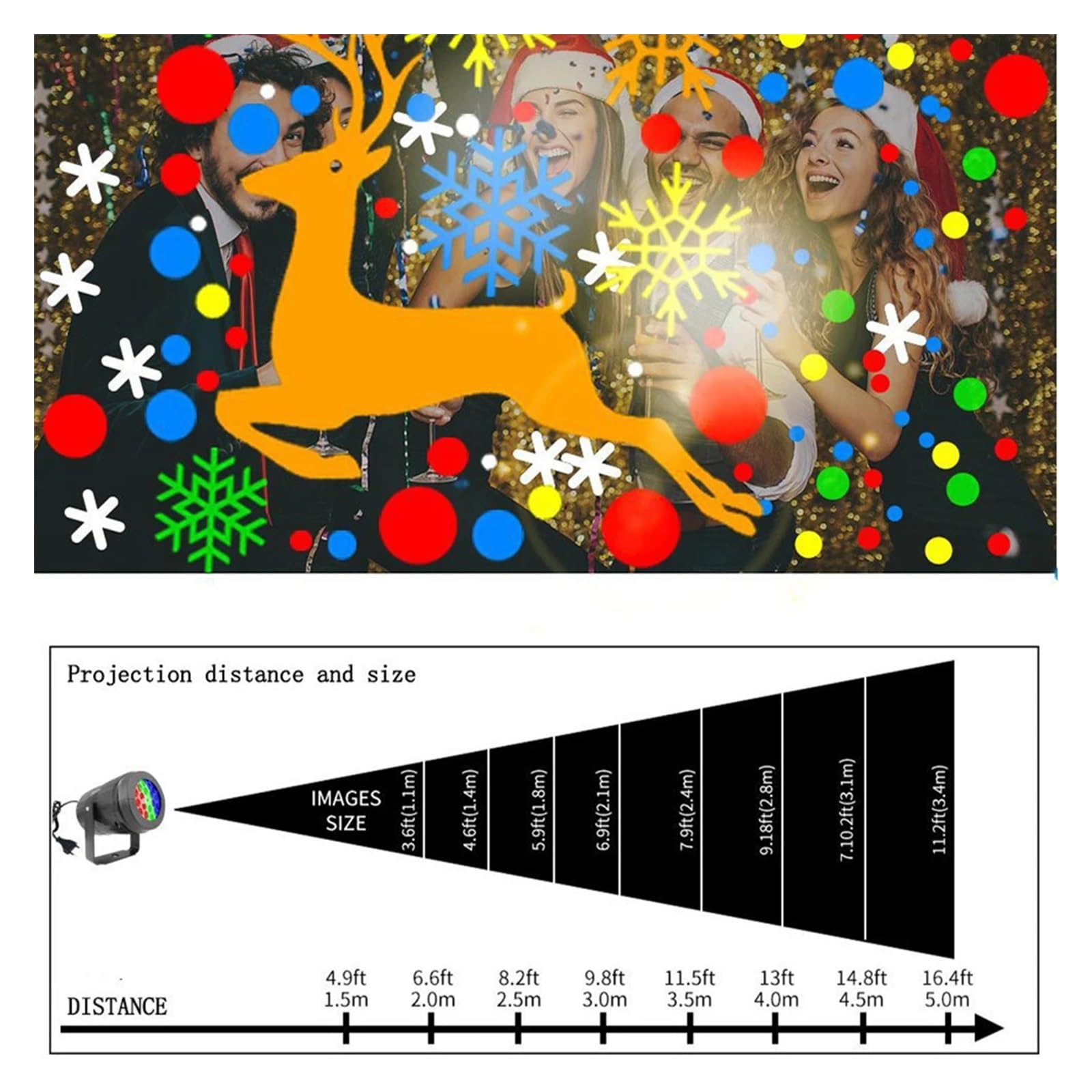 Proiettore di Luce, luci per Feste di Natale DJ Sta Light Proiettore di Luce a LED con 16 Modelli integrati Lampada per Interni ed Esterni Illuminazione per Le Vacanze, per Feste all'aperto