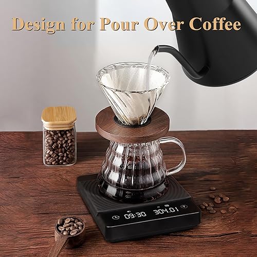Miniatura 4 de ECORELAX Báscula de café con temporizador, 6.6 lbs0.00 oz de alta precisión para verter sobre goteo, báscula de café digital recargable con pantalla