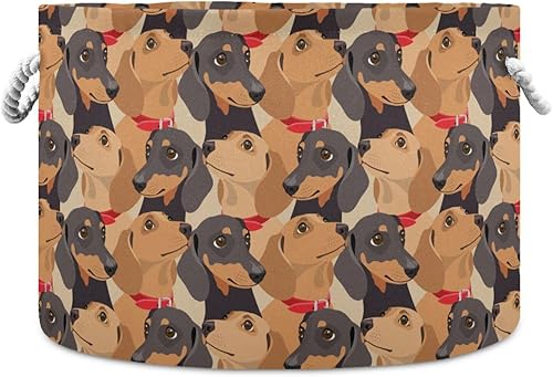 Cesta de almacenamiento redonda grande con estampado de animales de perro, cesta de guardería, cesta de almacenamiento de ropa, juguetes,