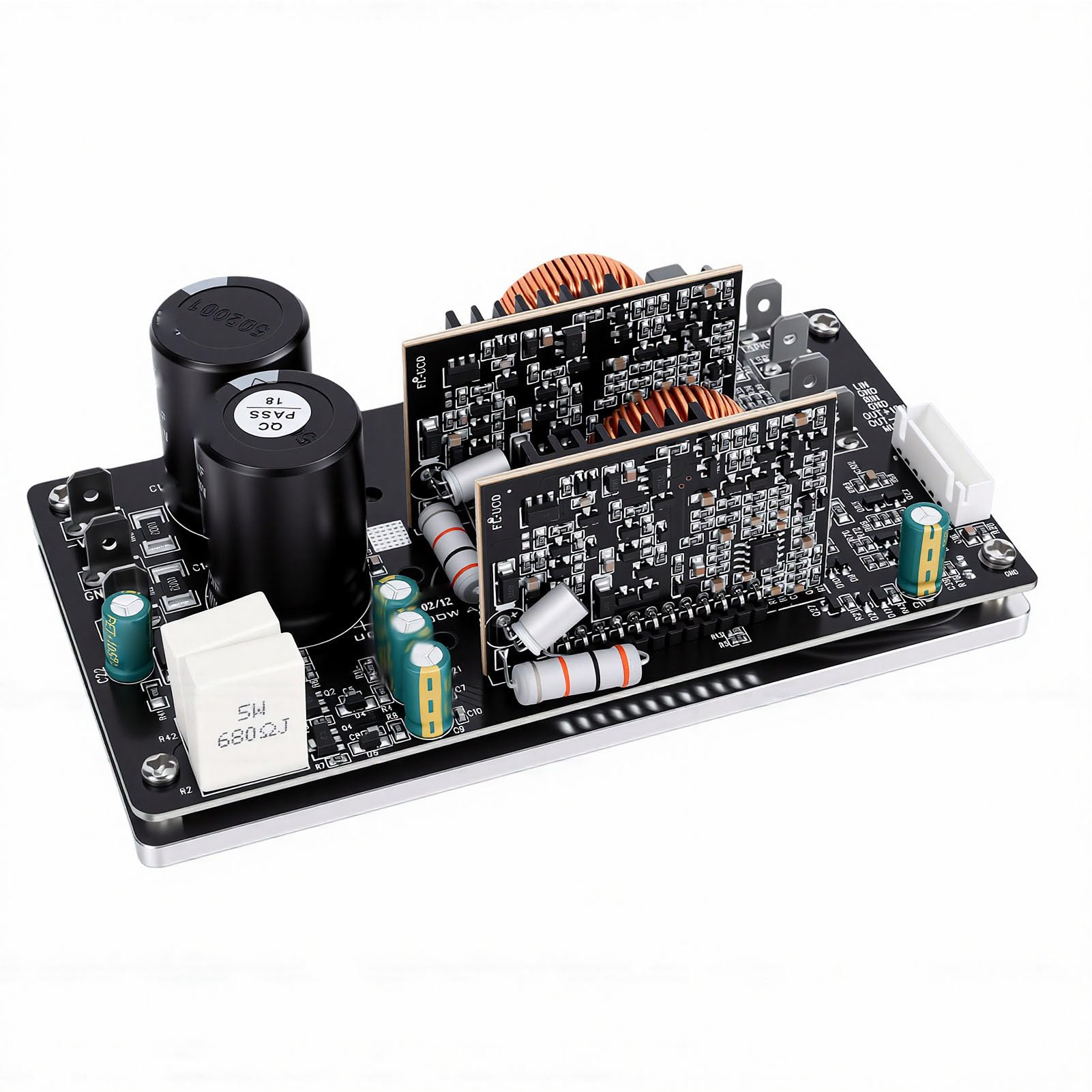 Gonetre Scheda Amplificatore a Doppio Canale, Modulo di Alimentazione Digitale Stereo di Classe D 2x500W 4Ω 2x380W 8Ω Collegabile a Ponte 800W con Doppia Alimentazione ±80V ±15VDC, per
