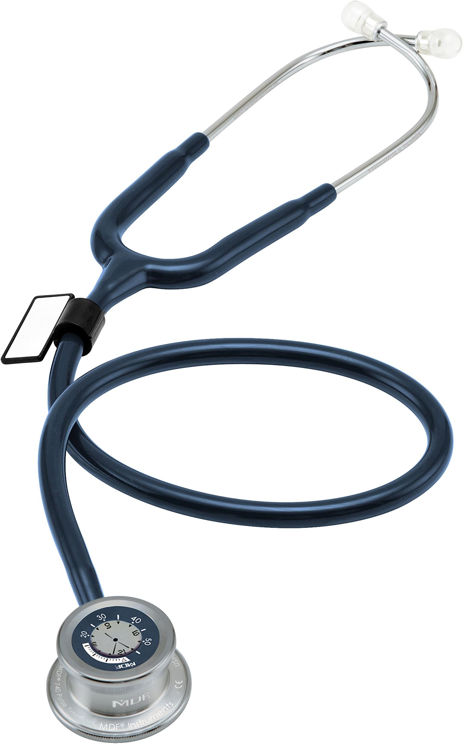 MDF® Pulse Time® 2-in-1 Digital LCD Clock and Single Head Stethoscope - Free-Parts-for-Life & Lifetime Warranty - Navy Blue (MDF740-04)