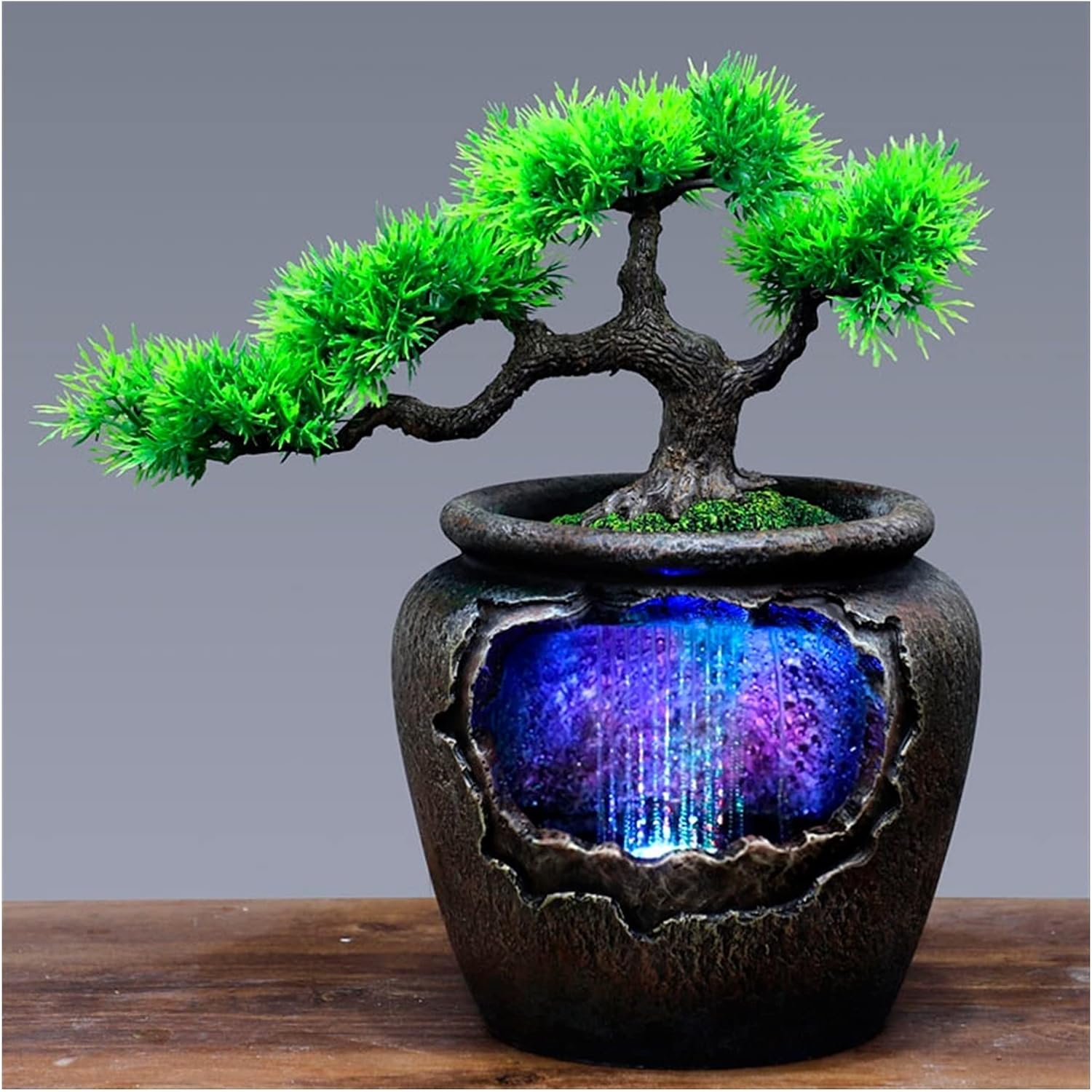 Tabletop Fountain Simulation Tree Tabletop Fountain Water Vase Resin Crafts Waterfall Fountain Desktop Crafts - Gifts for Friends for Good Luck Desktop Fountain