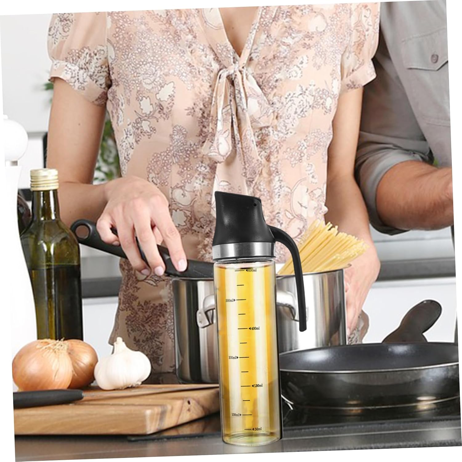 VOSAREA Oil Dispenser Bottle Spray Glass Oil Bottle Vinegar Dispenser Leak Scale