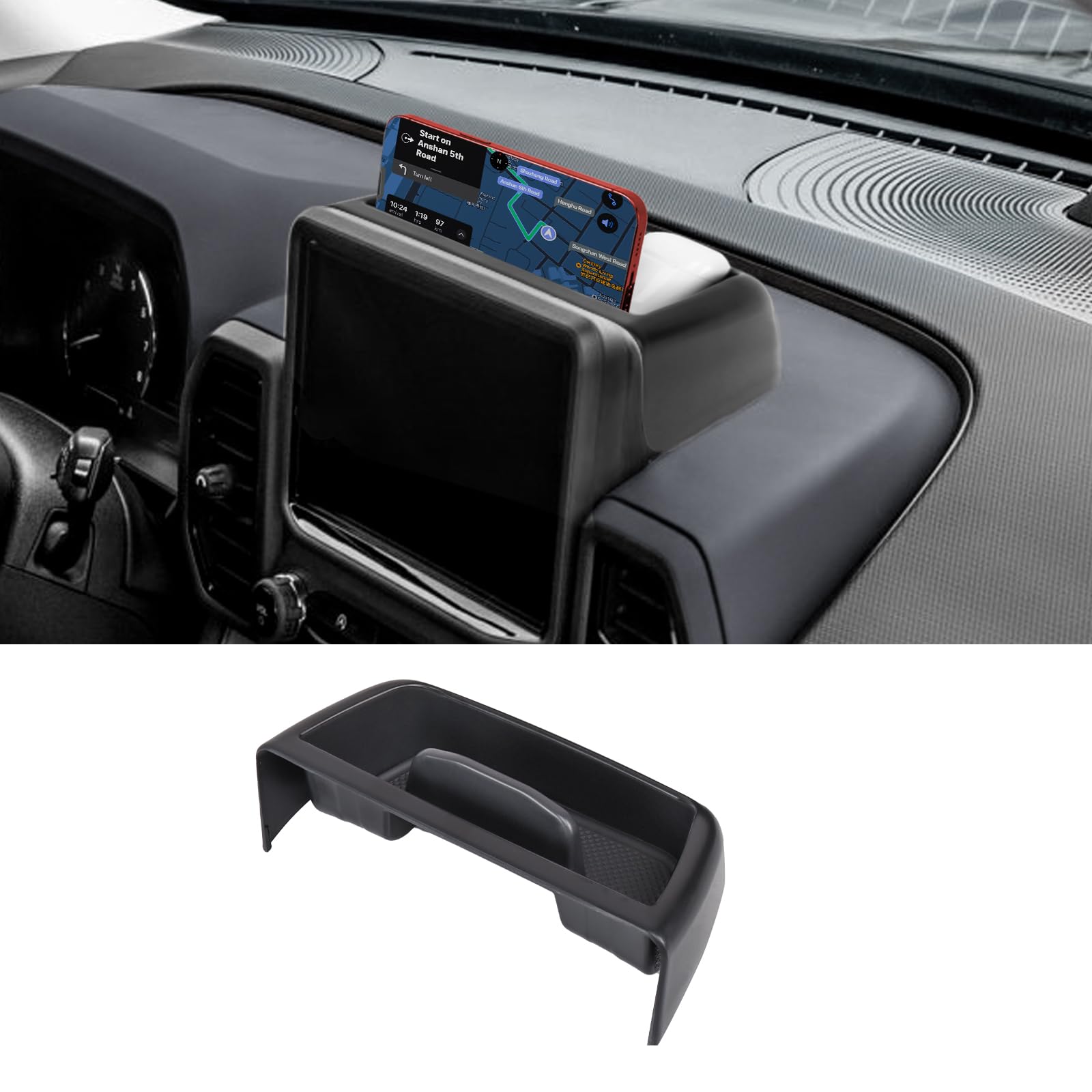 Neepiar Center Console Dash Storage Tray Compatible with 2021 2022 2023 2024 Ford Bronco Sport CX430 Console Dashboard Organizer Box Phone Holder