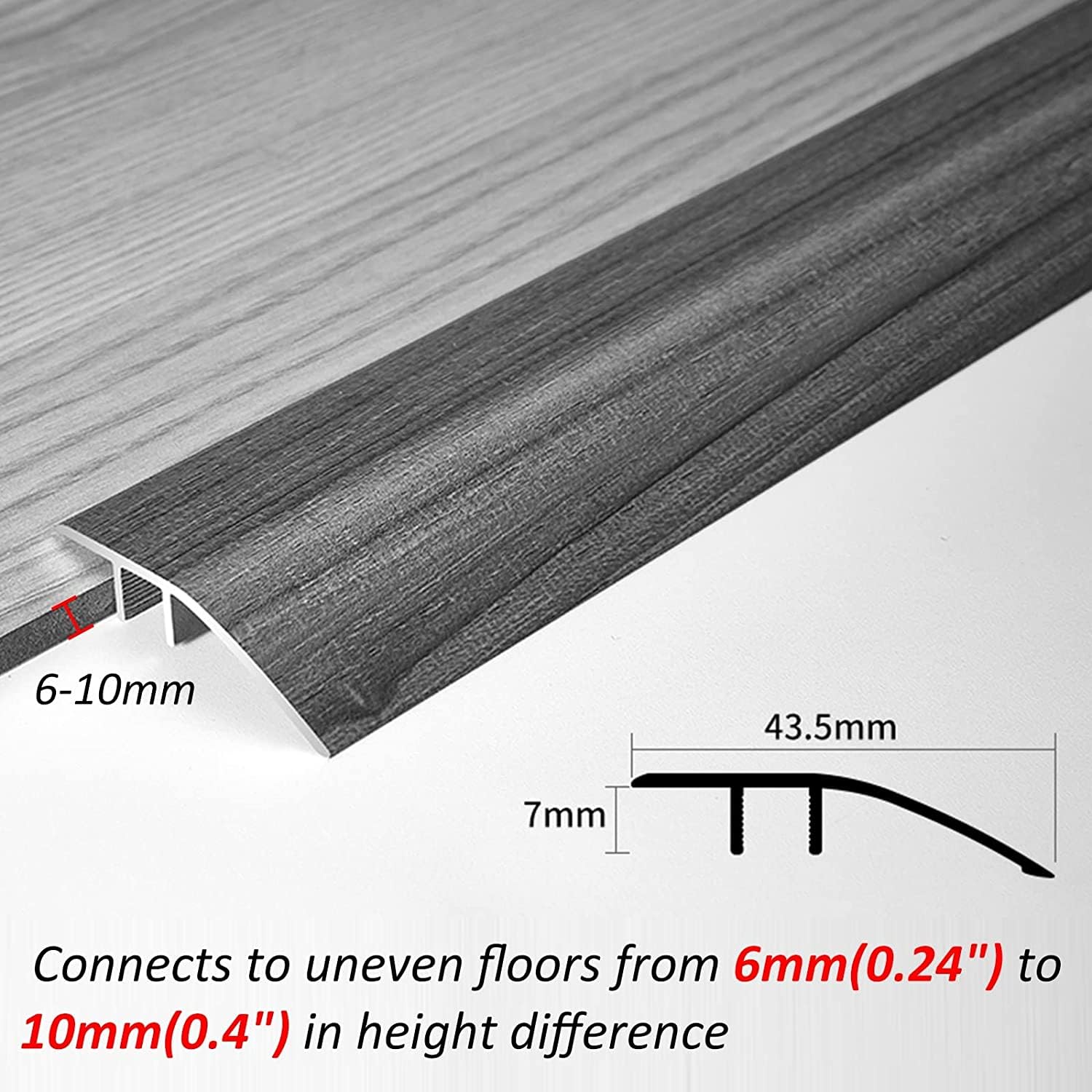 Barre de Transition pour Rampe d'accès pour piétons, Barre de Transition de Porte Finition Bois, seuil en Aluminium pour Moquette et carrelage, réducteur de niv，#4 Length 60cm/23.6