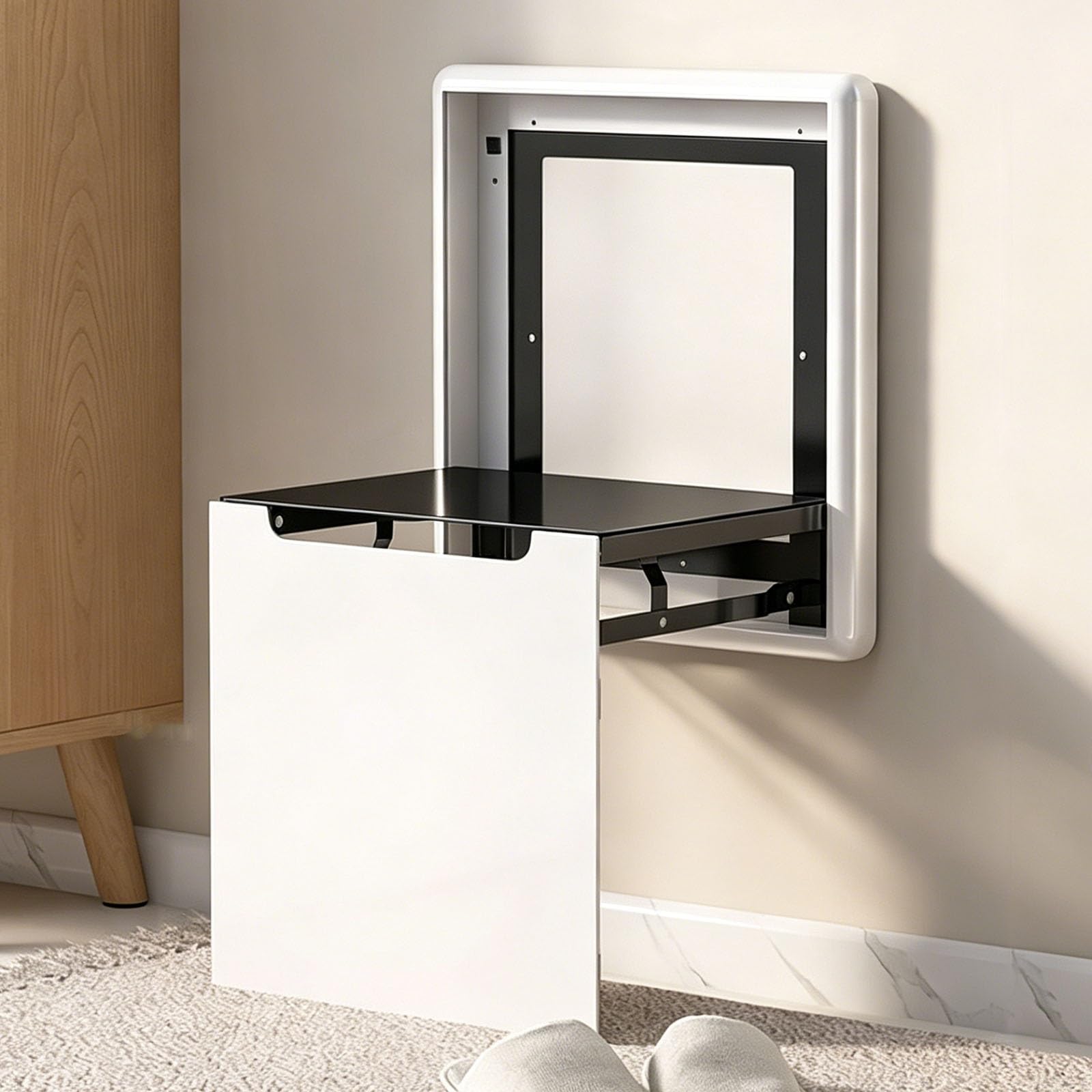 Taburete plegable de pared para pasillos estrechos que soporta hasta 150 kg
