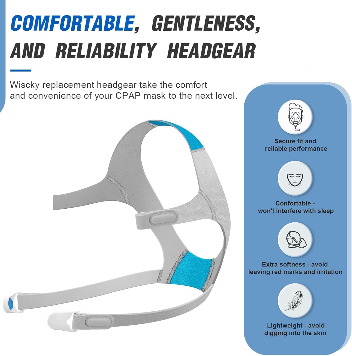 Iduola Headgear for F20 Mask with Magnetic Clips(Pack of 2), Replacement Headgear Straps for F20 Full Face Mask Great Value - Soft, Plush Straps(Large)