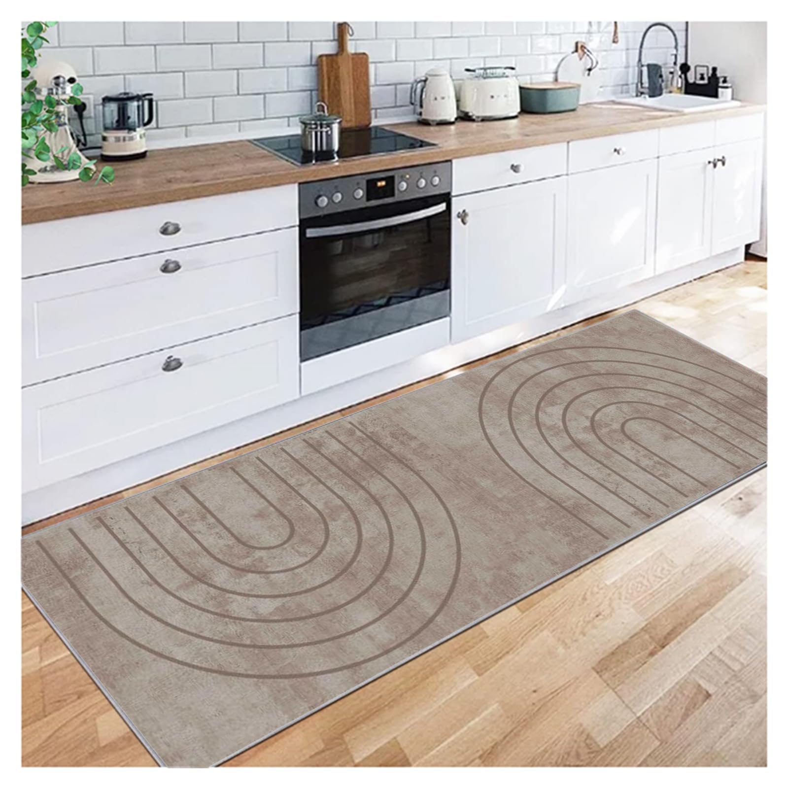 Siunwdiy Earth Tone Modern Runners Rug, Extra Long 40x140cm Non Slip Carpet Runner for Hallway, Narrow Rugs for Entryway Floor, Corridors Area Rug, Kitchen and Living Room