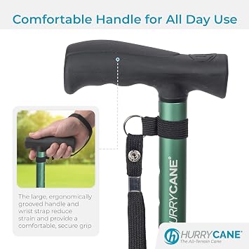 HurryCane HCANE-PP-C2 Freedom Edition Foldable Walking Cane with T Handle