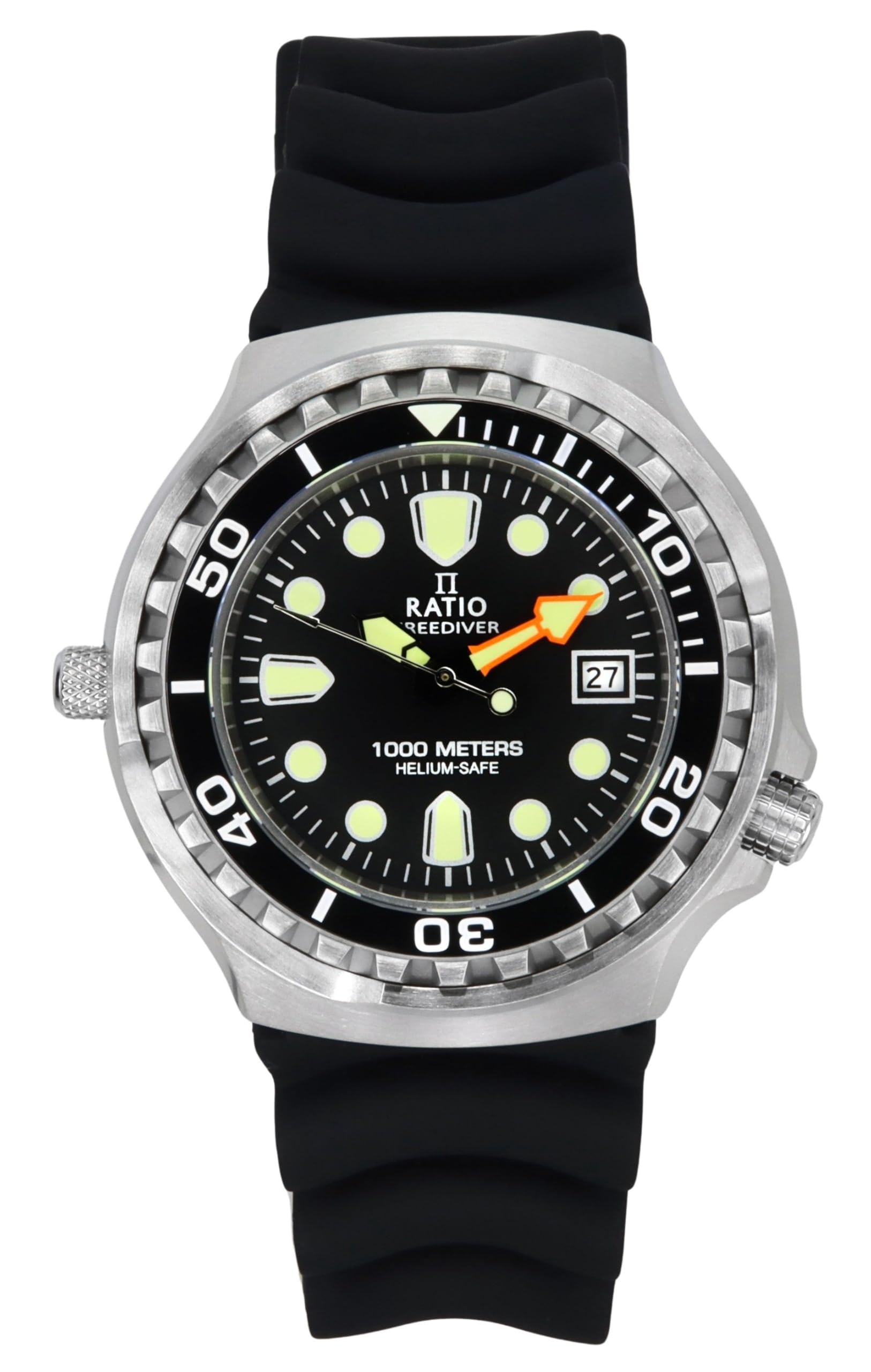 RATIO FreeDiver 2. generacji bezpieczny dla nurka zegarek z helem szafirowy kryształ kwarcowy zegarek do nurkowania, wodoodporny zegarek do nurkowania, 1000 m, dla mężczyzn