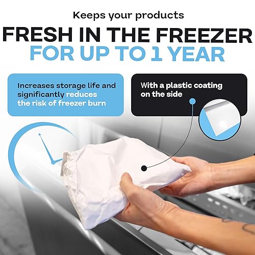 Vista 3 de Papel congelador de 18 x 13200 pulgadas (1100 pies) - Rollo de papel para congelador blanco grande hecho en Estados Unidos para congelar alimentos