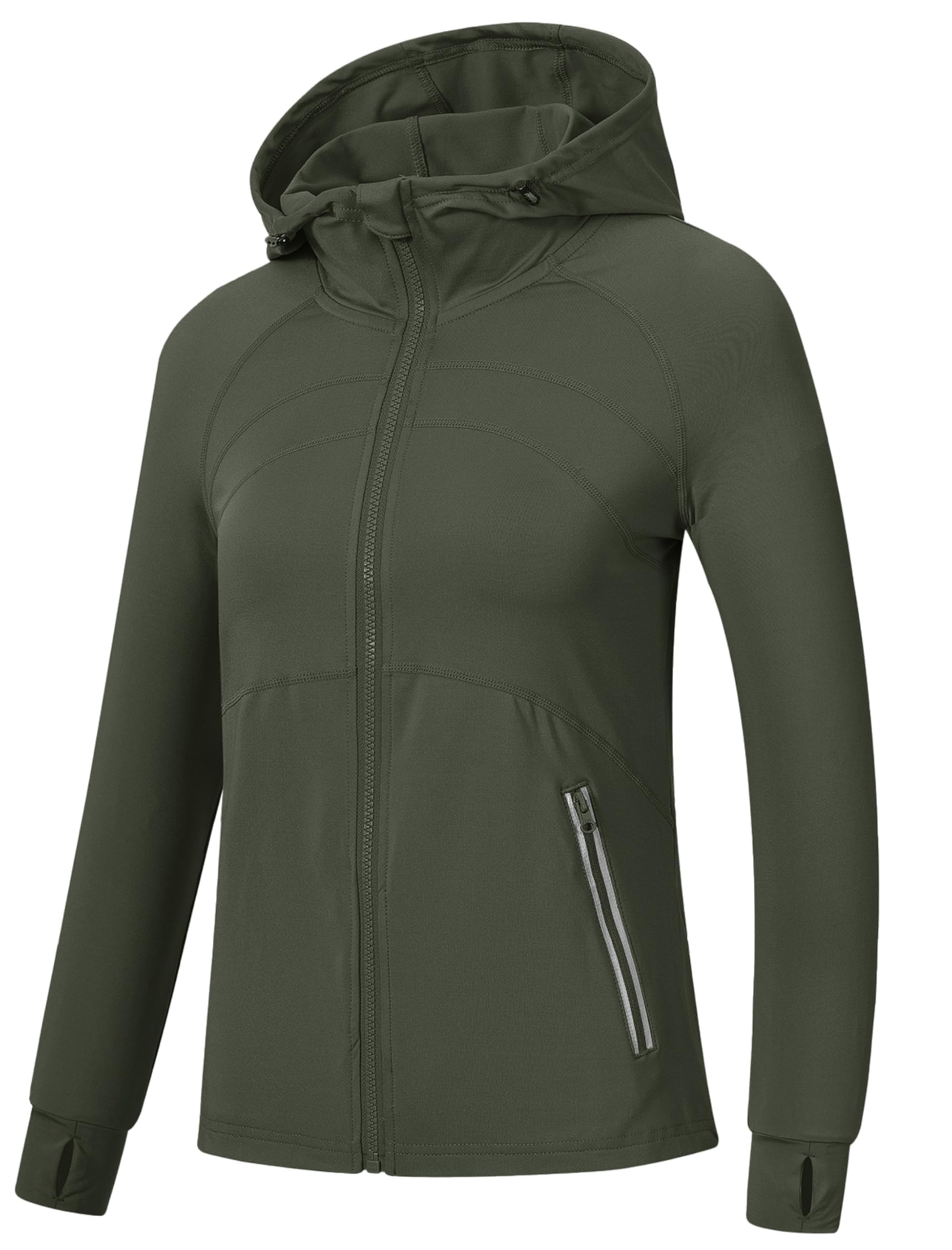 MoFiz Veste Sport Femme Veste Running Femme Polaire Chaude Veste Légère Sweat Zippé Capuche