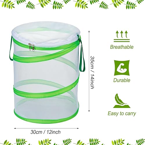 Miniatura 2 de Gerrii Jaula de hábitat para insectos y mariposas de 12 x 14 pulgadas de alto, malla transparente, orugas, jaula de red de mariposa, casa de hábitat