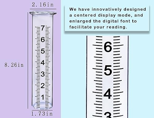 Miniatura 4 de BIUWING Tubo de repuesto para medidor de lluvia de vidrio de 7 pulgadas de capacidad para exteriores, patio, jardín con labio, mejor calificado,