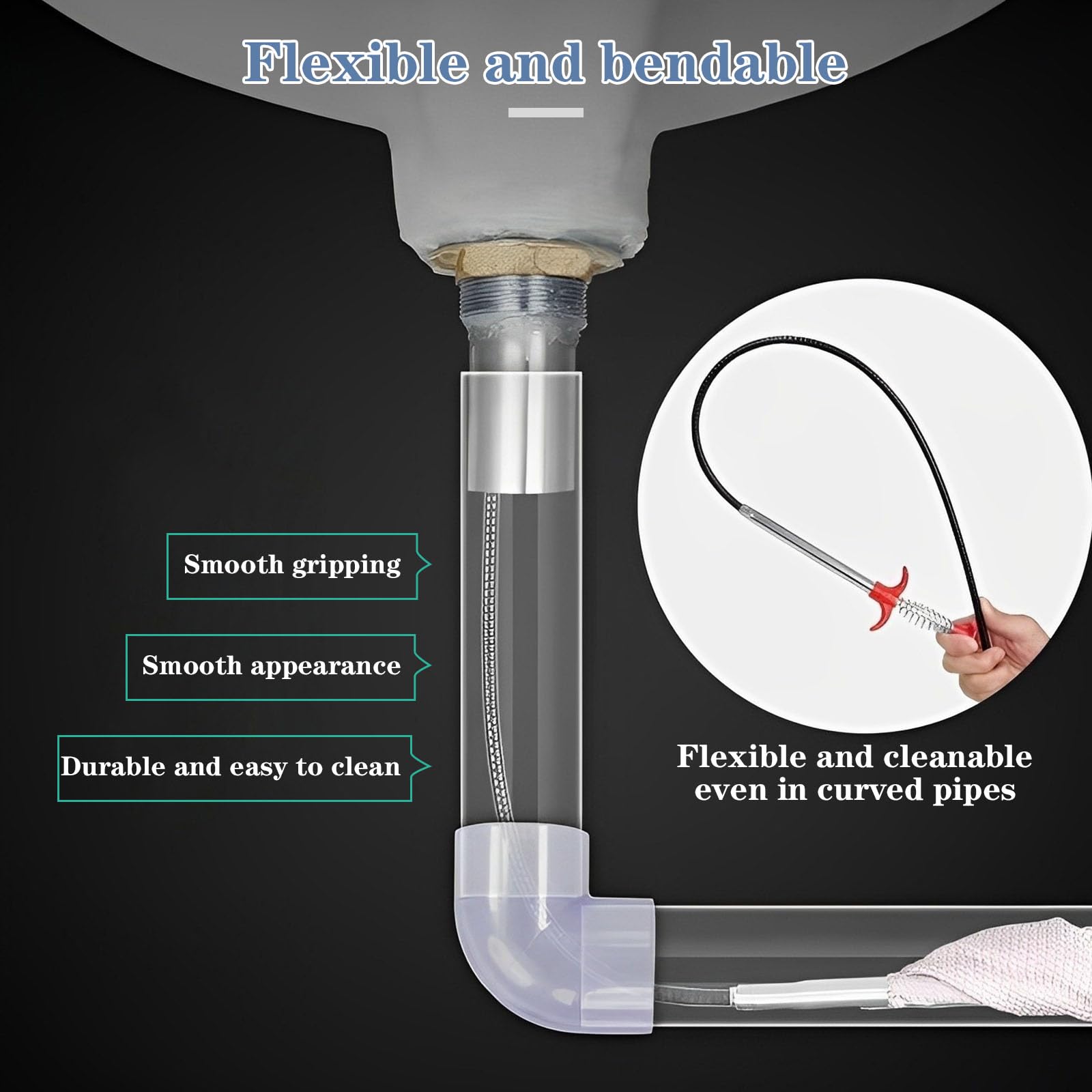 Fogna Spazzatura Clip, 1 Piece Gripper Flessibile Artiglio Gripper Set Retractable Quattro-Prong Maniglia per Scarichi Lavello Vasca da Bagno Canali fognari Toilet