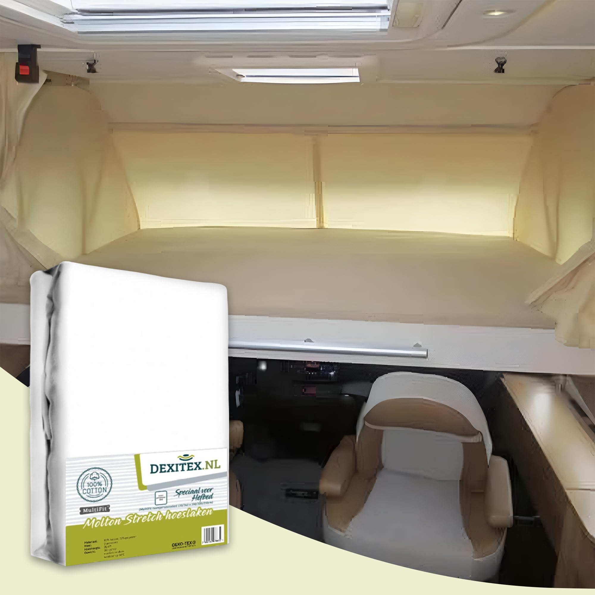 Protège-Matelas lit de Levage - pour Lit Tout Fait pour Camping Car - Caravane Matelas - Lit Escamotable Caravane - Escamotable Camping Car - 100% Coton - (135-160cmx190-210cm)