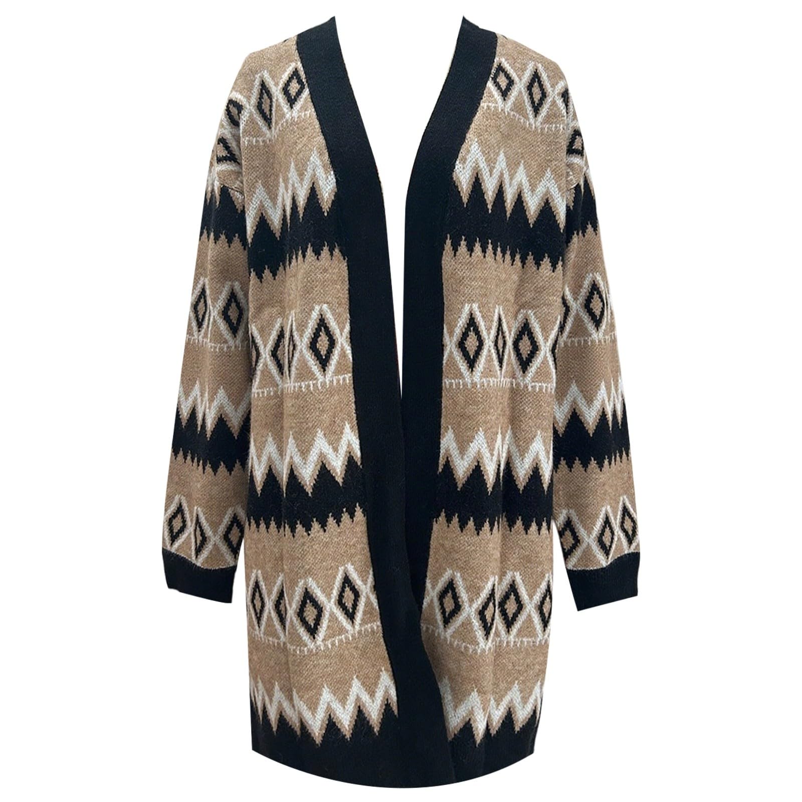 Générique Gilet Femme Chic Et Elegant - Cardigan Tricoté À Motif Long pour L'Automne Et l'hiver Vêtement D'Extérieur Chaud Et Décontracté