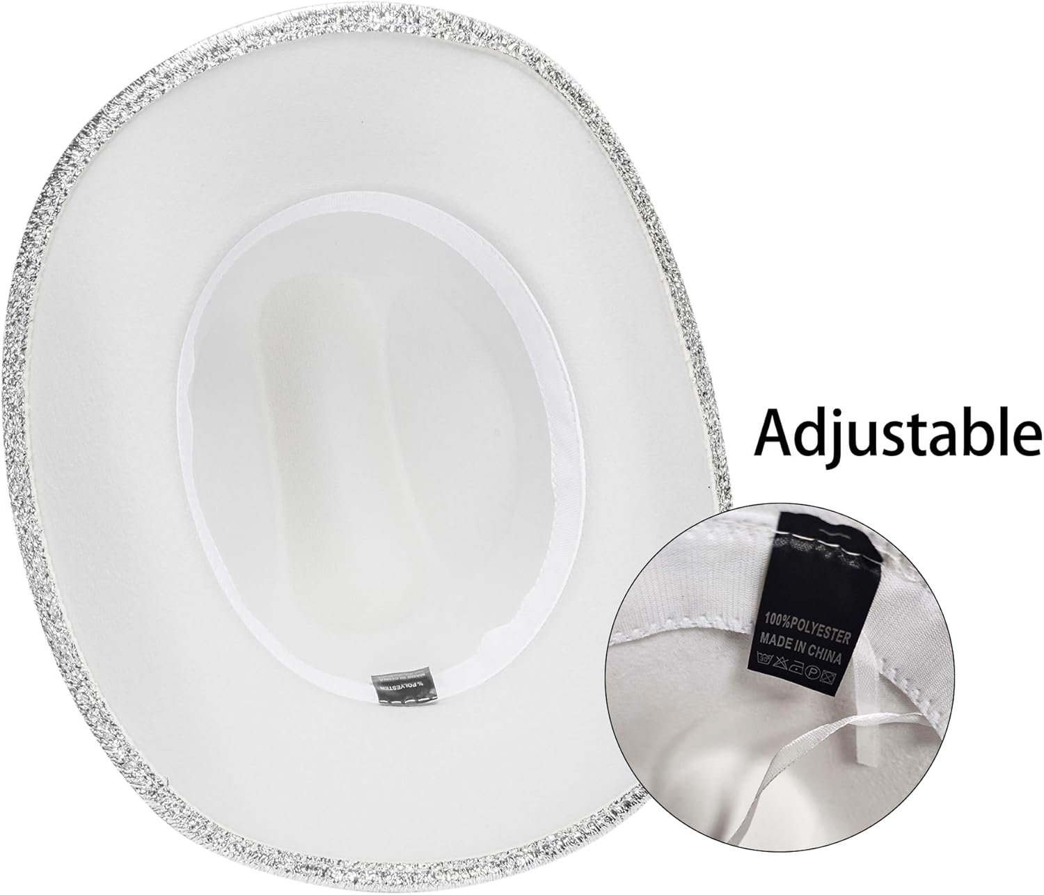 Silver Space Cowboy Hat - Sparkly Glitter Holographic Cowgirl Hat Rave Hat for Bachlorette Party Halloween(M) - Image 4