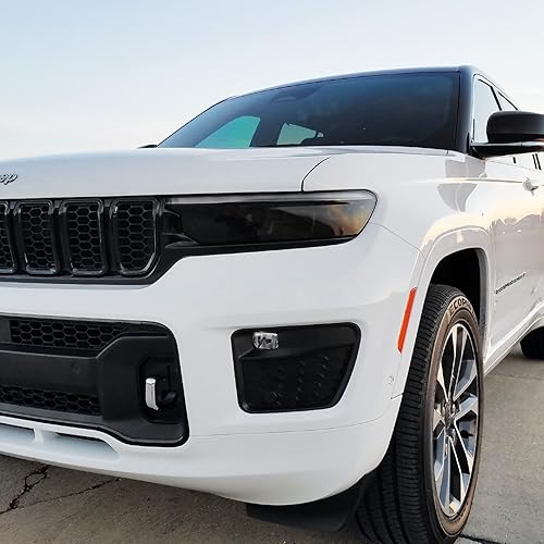 Miniatura 4 de SlickMod Tinte de humo de vinilo precortado para faros delanteros Jeep Grand Cherokee 2022-2023 (20% humo oscuro, 2. corte de faros)
