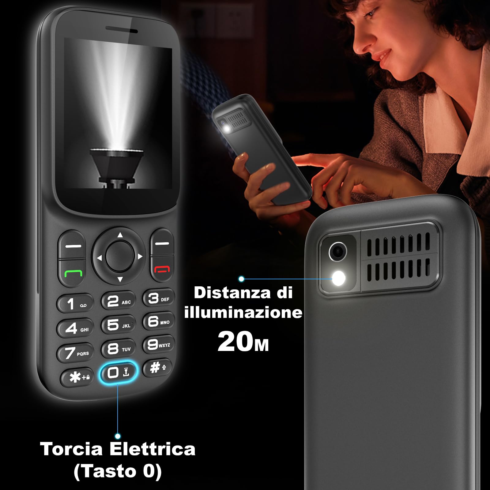 4G LTE Mini Telefono Cellulare per Anziani con Doppio Nano SIM, Compatto