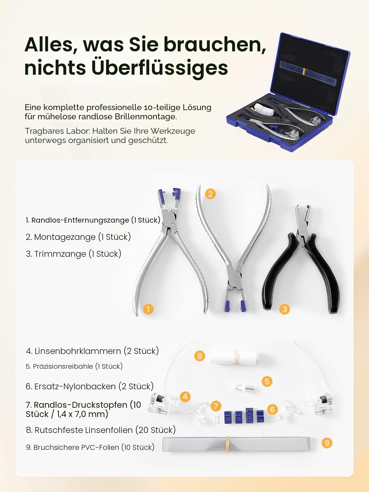 Randlose Brillenrahmen Silhouetten Brille Optisches Kit Zange Reparatur Demontage Werkzeug