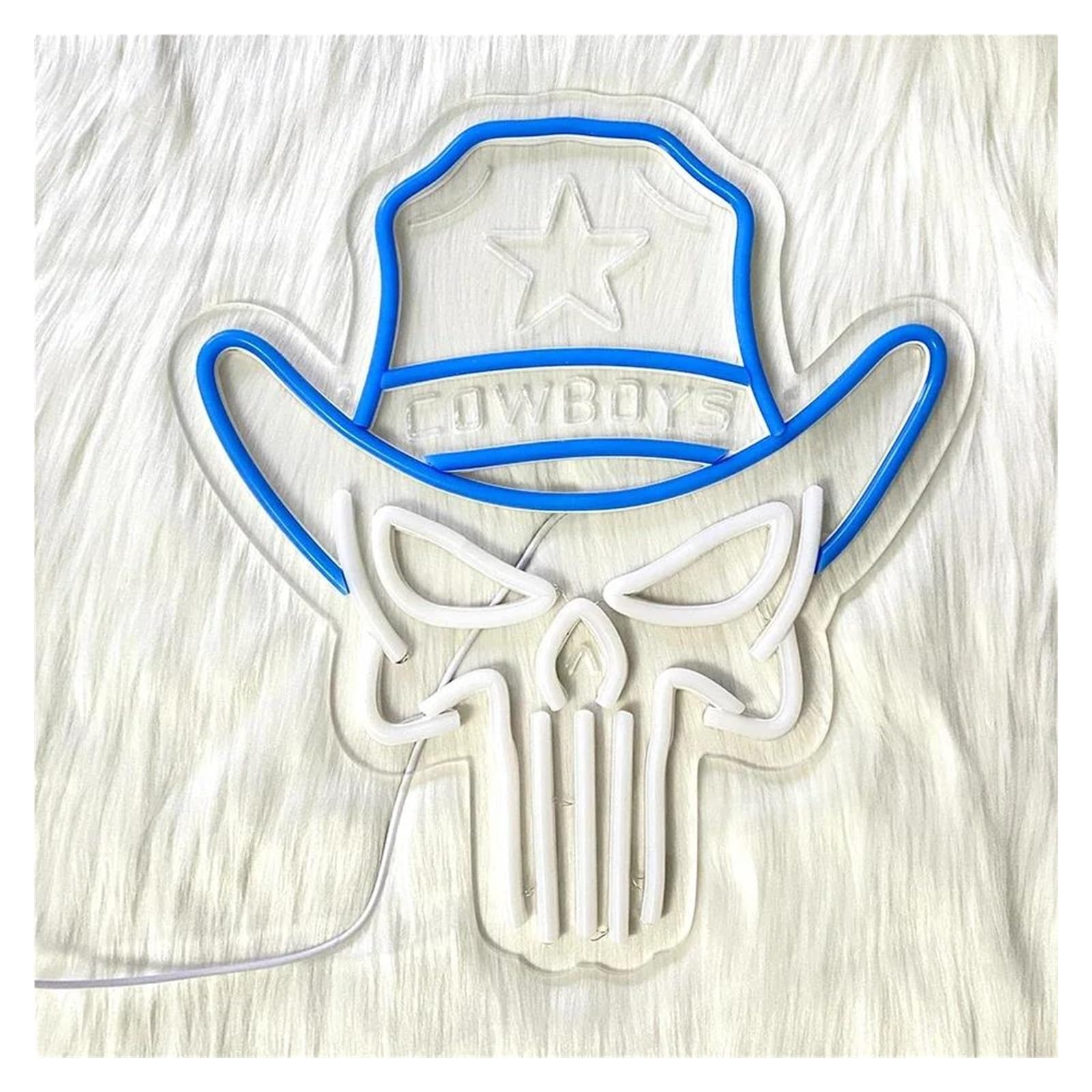 Luz de Diseño de Digital Cowboy Letrero De Neón Cráneo Luz Alimentado Por USB Para Esqueleto Habitación Para Adolescentes Fiesta Hip Hop Dormitorio Arte De La Pared 31.5cm×34.25cm