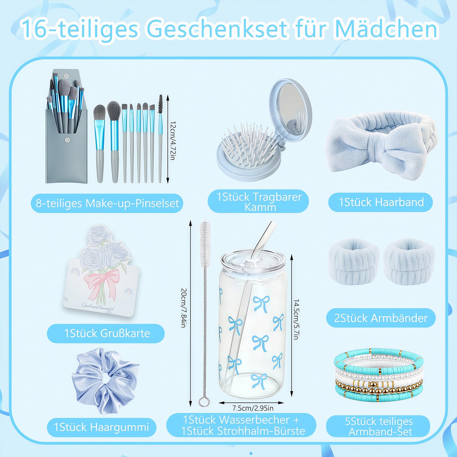6 tlg Geschenke für Mädchen Teenager 9 10 11 12 13 14 15 16 Jahre, Geschenke für Frauen, Weihnachten Geburtstag Geschenk Mädchen Teenager Frauen für Beste Freundin Schwester Mama Blau
